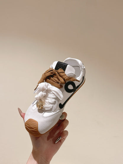 Loewe 2025 Ballet Runner 2.0 Sneaker White Suede Nylon Leather 556043