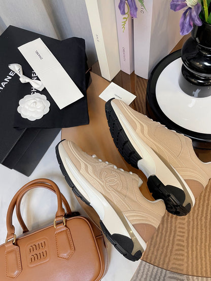 cc classic sneaker beige fabric calfskin