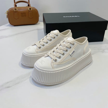 CC Sneaker In White Canvas Fabric 144791