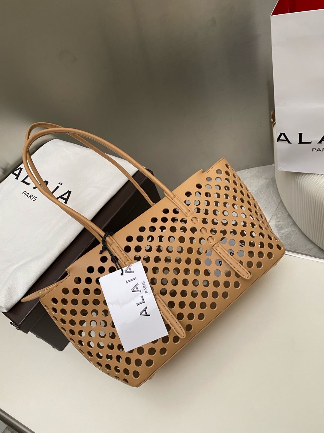 Alaia NEO MINA 32 BAG NUDE CALFSKIN 243007