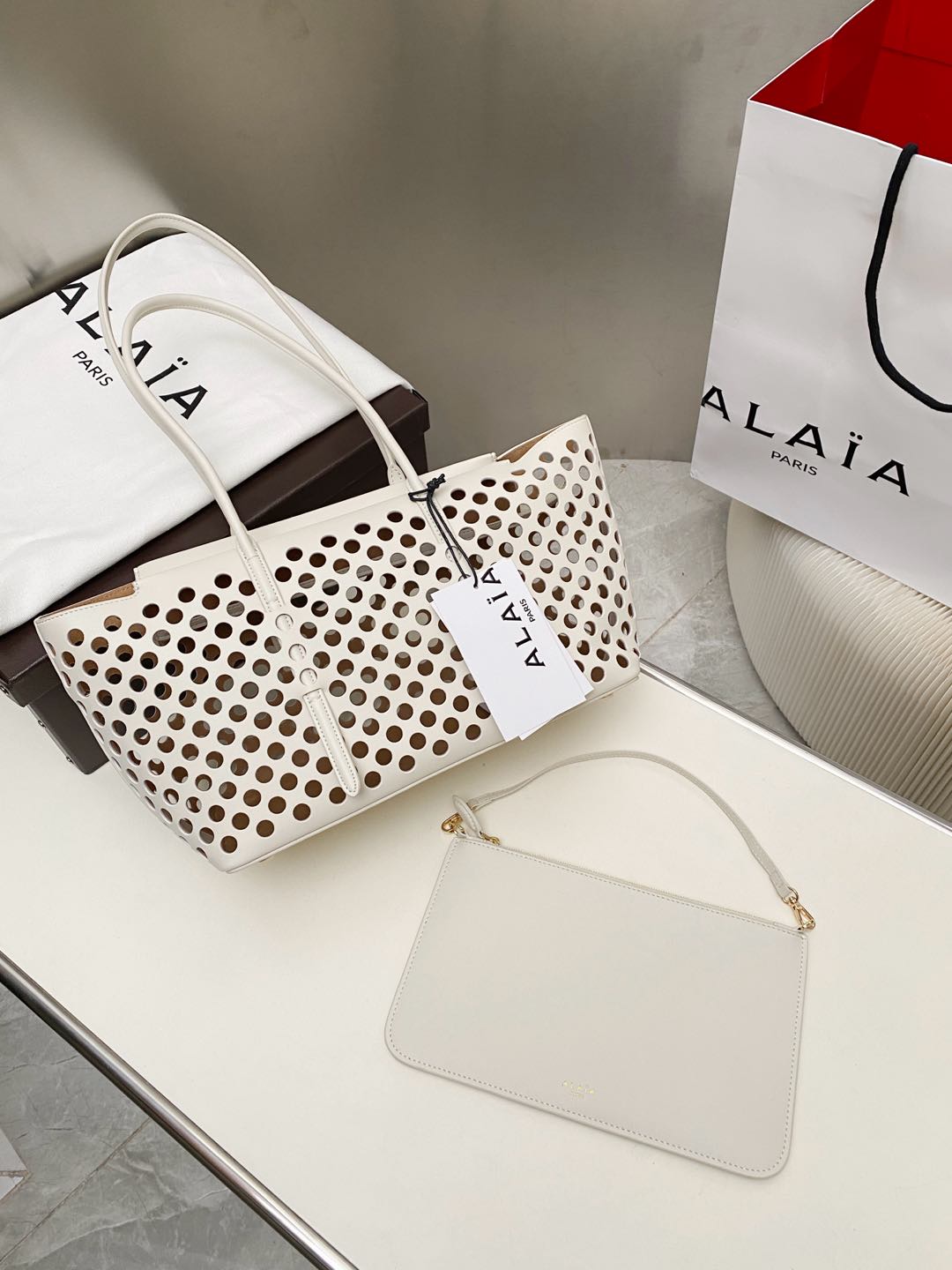 Alaia NEO MINA 32 BAG WHITE CALFSKIN 243008