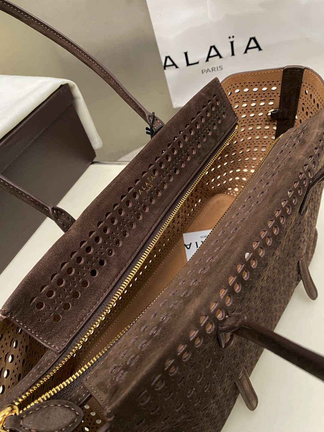 Alaia NEO MINA 32 BAG DARK BROWN CALFSKIN 243009