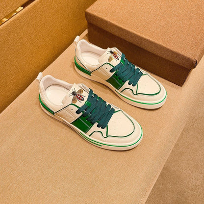 GG Men's Sneaker White Green Cowhide 671709
