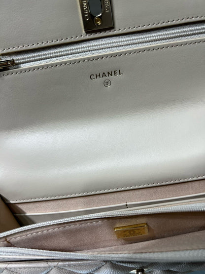 cc 25S Woc Top Handle 19cm Beige Grained Calfskin Light Gold Hardware