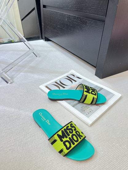 dway slide embroidered lime blue cotton