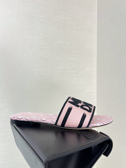 dway slide embroidered cotton pink miss cd alllover motif