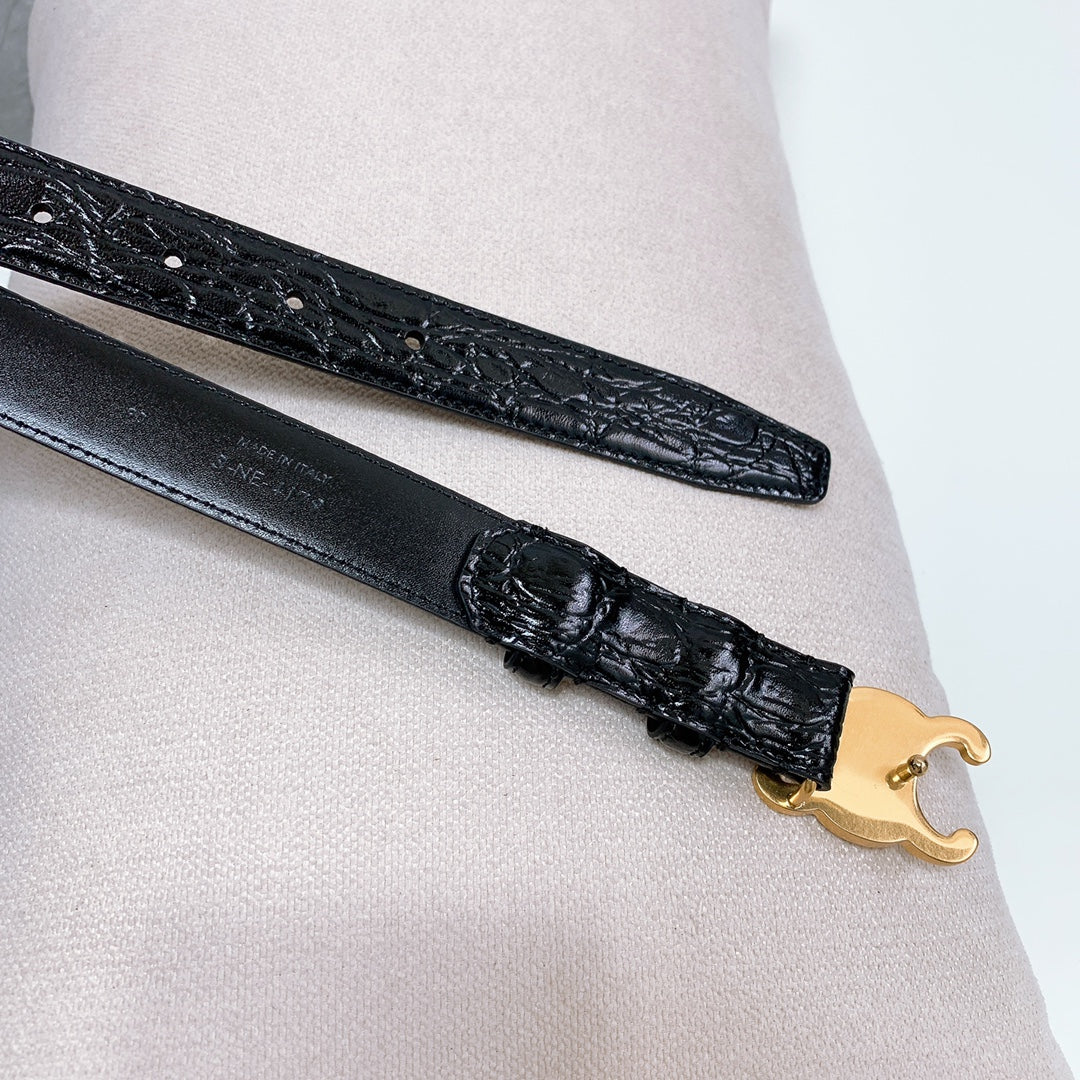 CEL Gold Buckle Belt 18mm Calfskin 176670