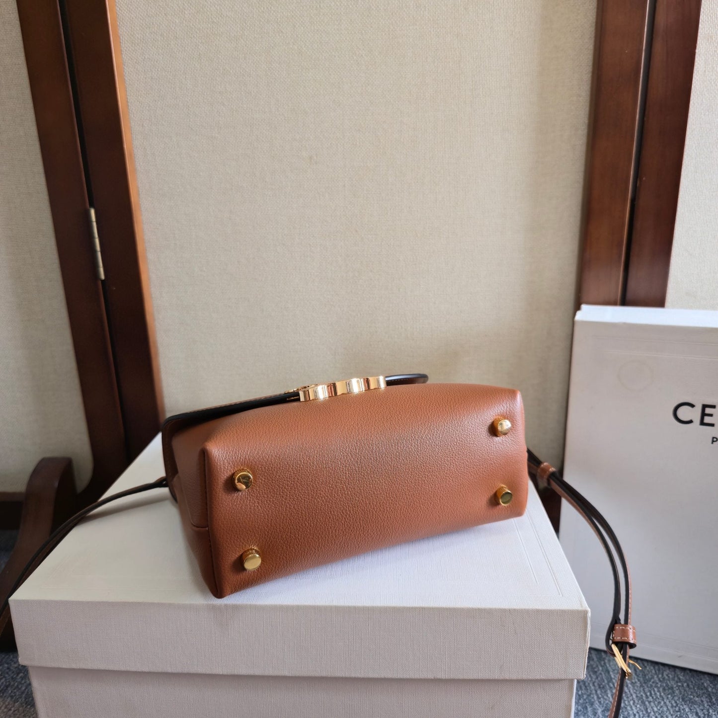 Celine 2026 Teen Nino Bag 20.5cm Tan Supple Grained Calfskin