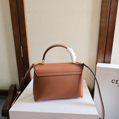 Celine 2026 Teen Nino Bag 20.5cm Tan Supple Grained Calfskin