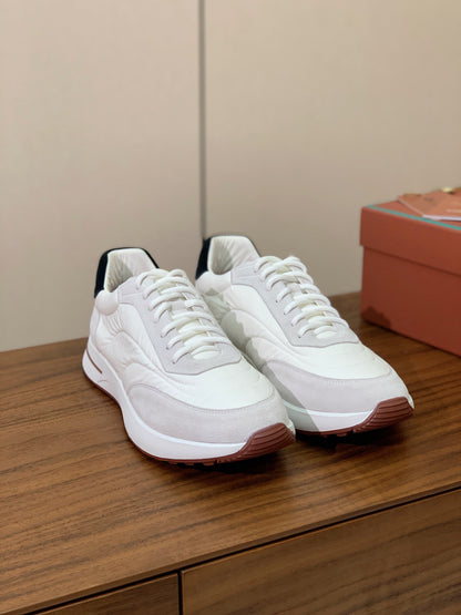 LP Week End Walk Sneaker In White Grey Mix Black Denim Fabric And Sudede 984392