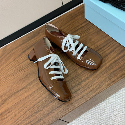 PRA 26S Chunky Heeled 40 Brown Patent Leather 606372