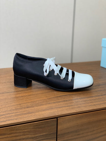 PRA 26S Chunky Heeled 40 Black White Sheepskin 606374
