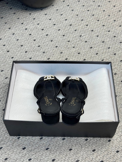 CC 25 Marry Jane Sandals Black Suede 329775