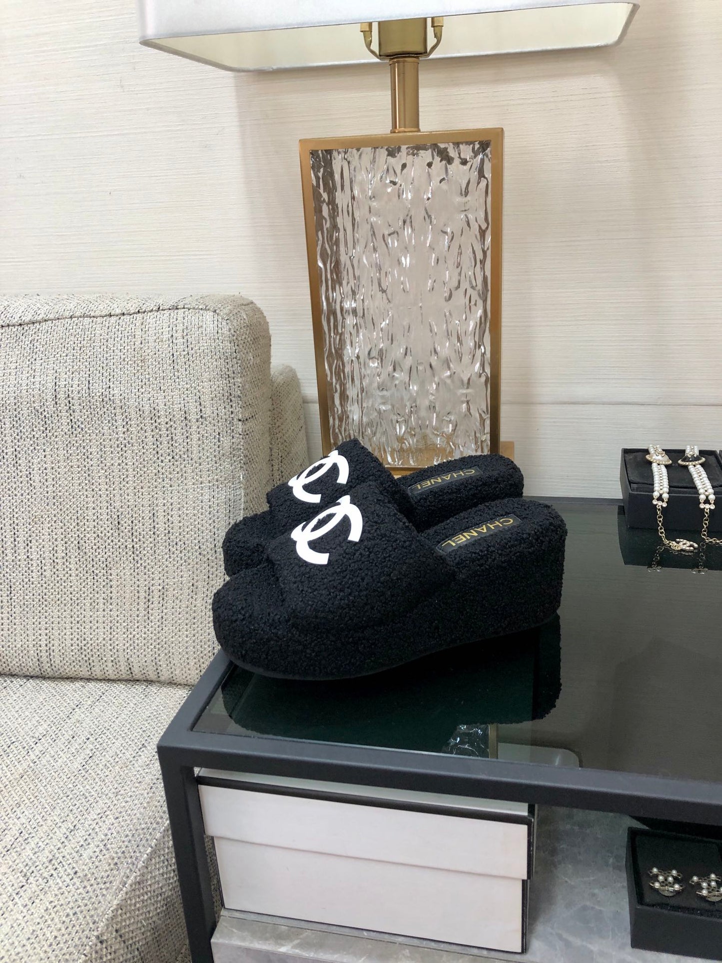 CC Wedge Sandal Black Wool