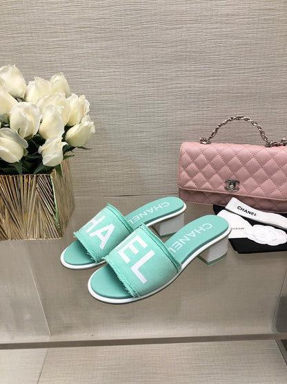 CC 25C Mid Heel Mule Turquoise Fabric Material 212957