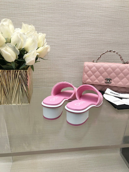 CC 25C Mid Heel Mule Pink Fabric Material 212962