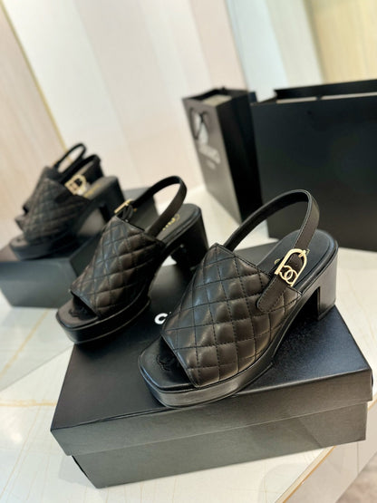 high heel 100 slingback sandal black quilted calfskin