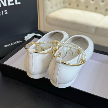 Double Strap Chunky Heel Mary Jane Shoes White