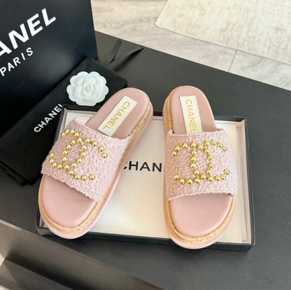CC 25C Slippers Pink Satin Fabric 212977
