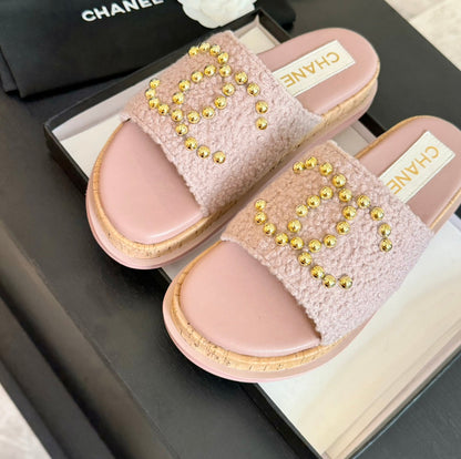 CC 25C Slippers Pink Satin Fabric 212977