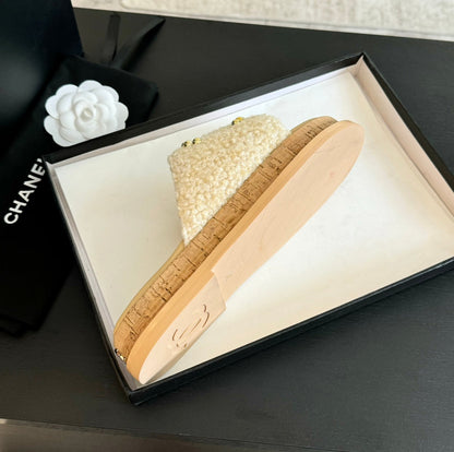 CC 25C Slippers Cream Satin Fabric 212978