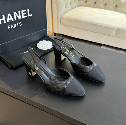 slingbacks 65 black calfskin embroidery grosgrain