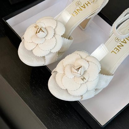 CC Sandals 80mm White Suede