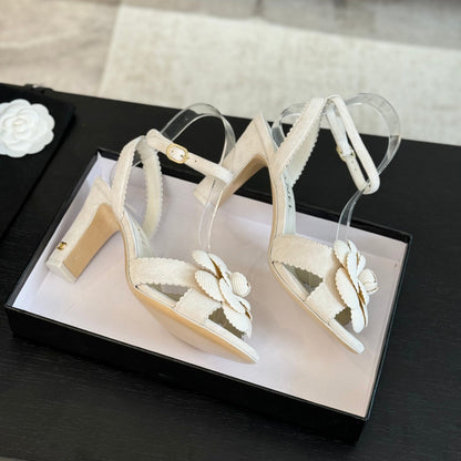 CC Sandals 80mm White Suede