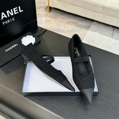 mary jane 35 pointed toe black tweed black grosgrain