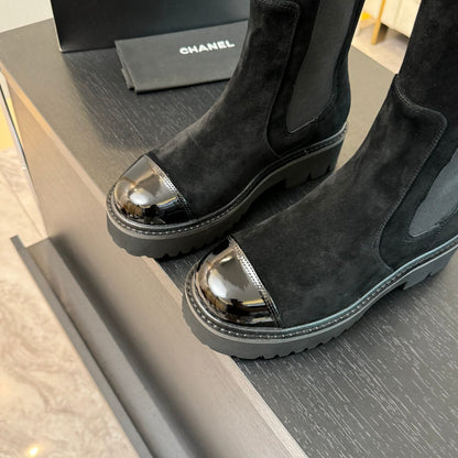 CC Chelsea High Boots Black Suede And Cowhide