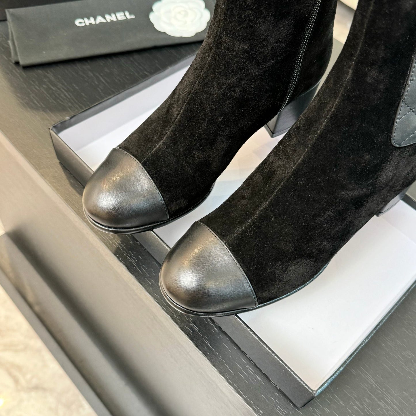 CC Ankle Boots 50mm Black Suede And Lambskin