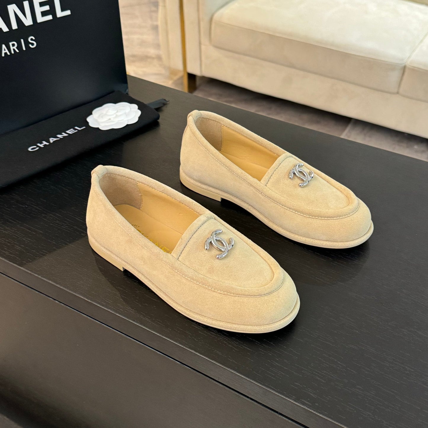 CC Moccasins Beige Suede