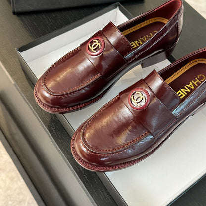 CC Moccasins Glossy Reddish Brown Cowhide
