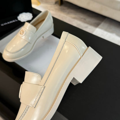 CC Moccasins Glossy White Cowhide