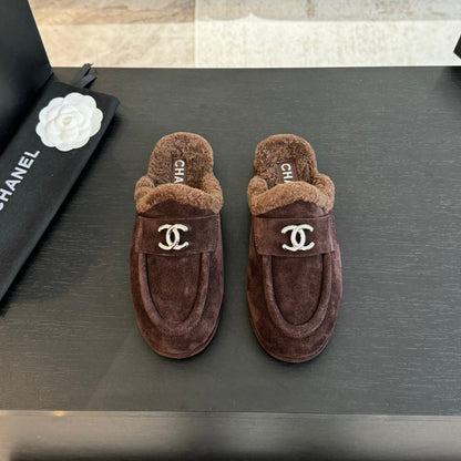 CC Mule Chocolate Suede Lamb Wool