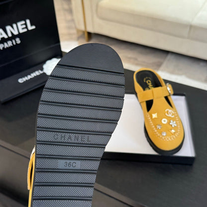 CC 25C Mule Sandal Canary Yellow  Imported Cowhide 212944