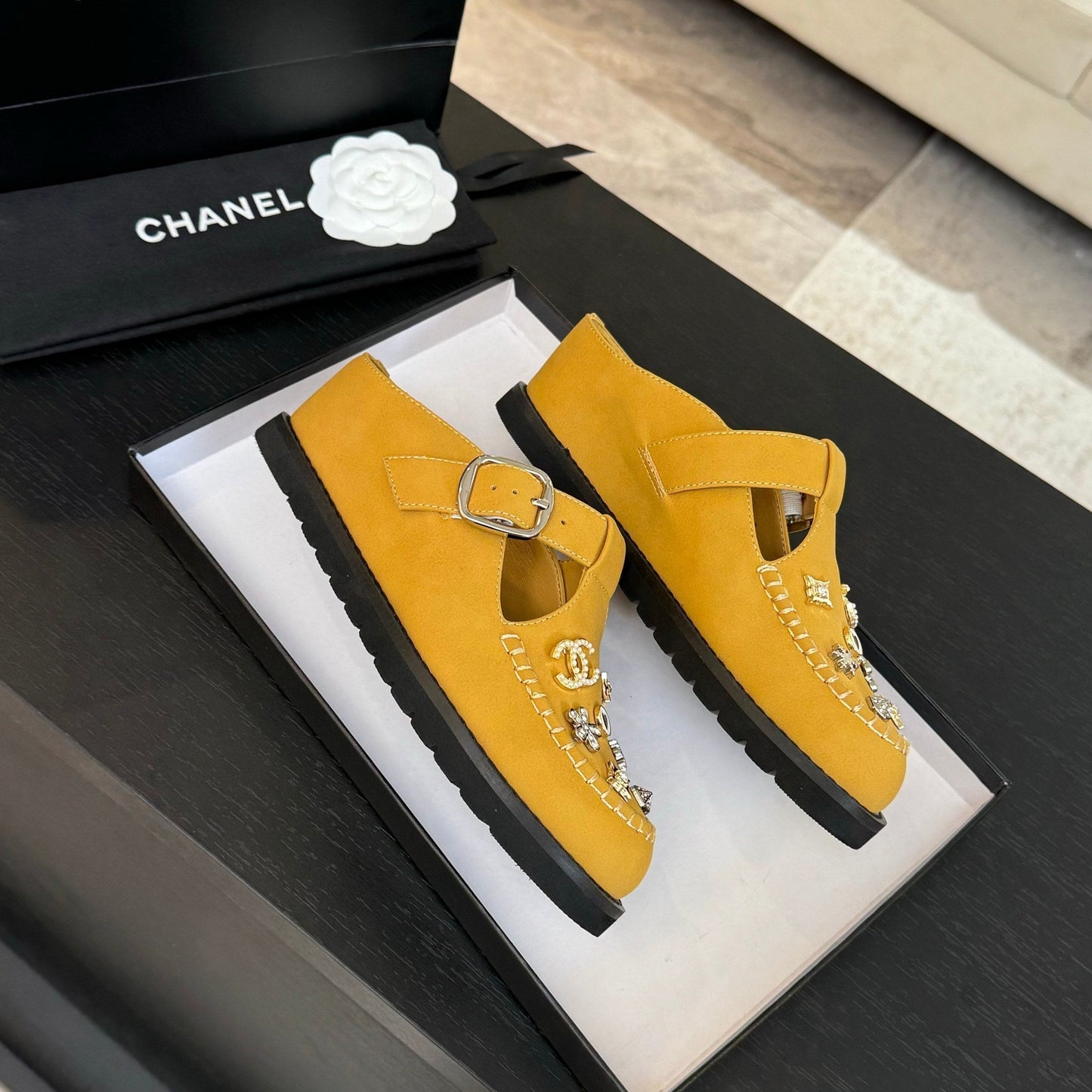 CC 25C Mule Sandal Canary Yellow  Imported Cowhide 212944