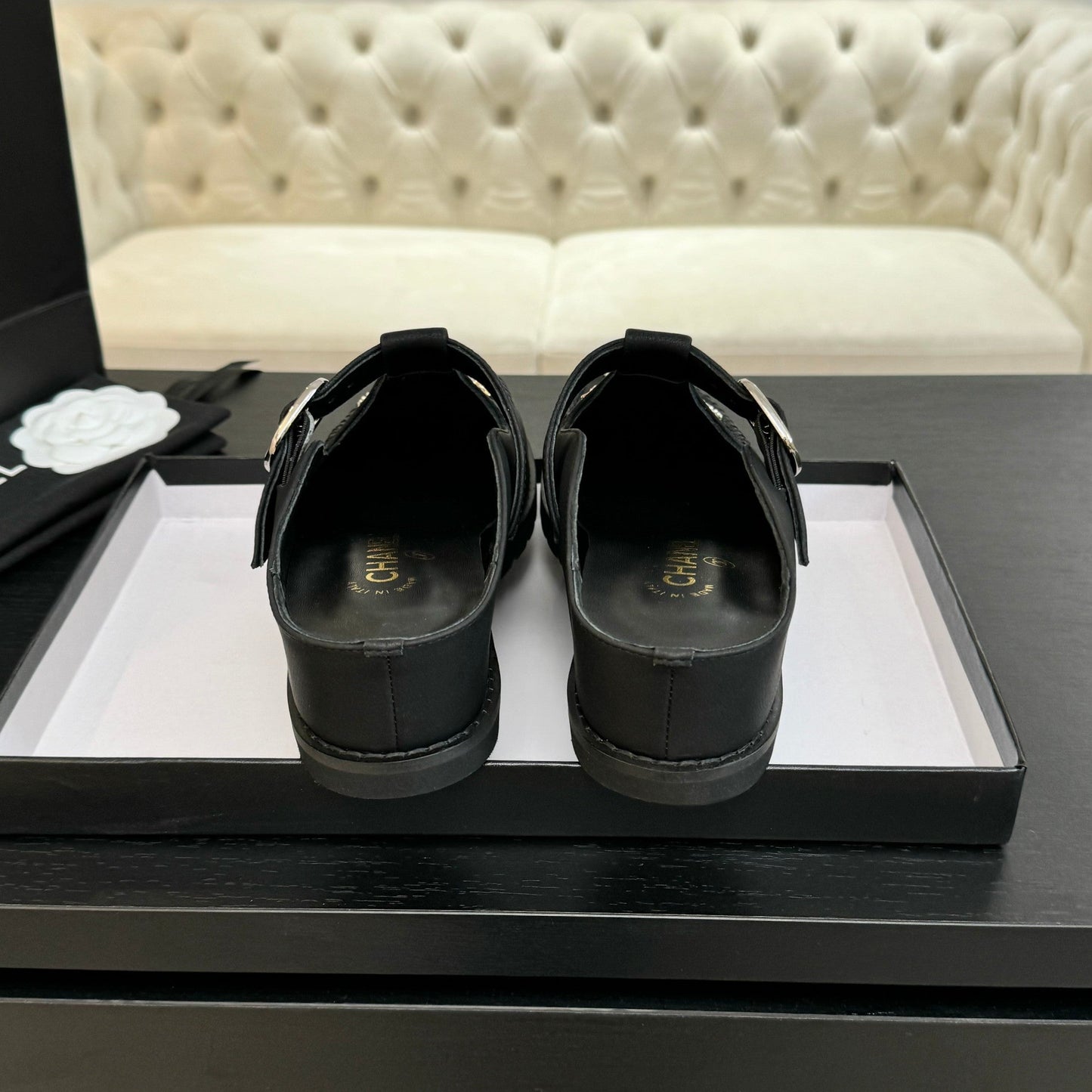 CC 25C Mule Sandal Black Imported Cowhide 212946