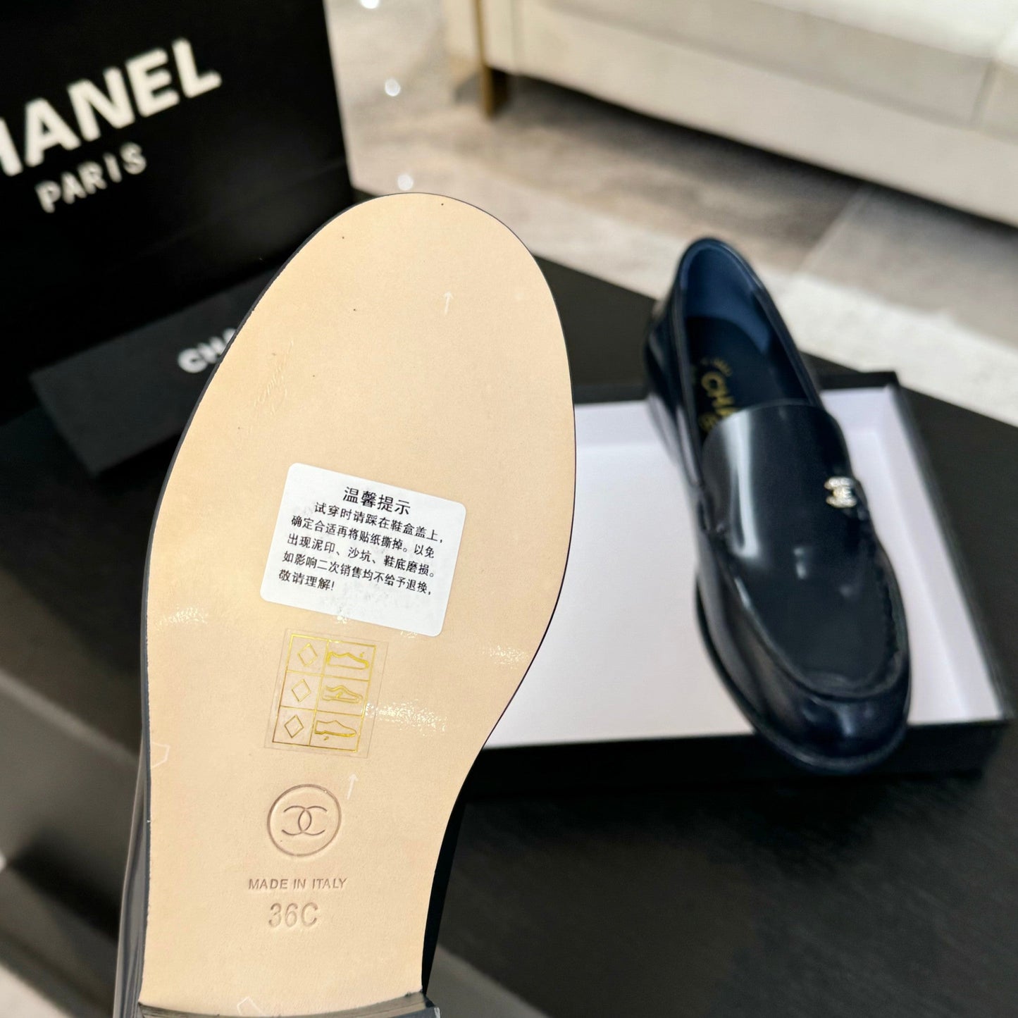 CC 25C Moccasins Dark Blue Patent Leather