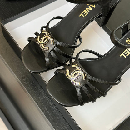 CC 85mm Sandal Black Sheepskin 212929