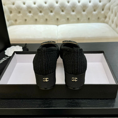 CC 25P Ballet Heel 50mm Black Raffia Large Logo