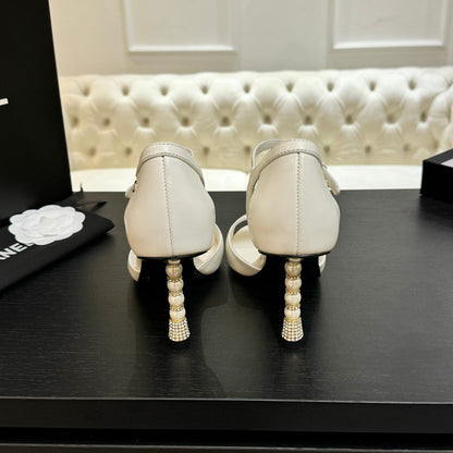 CC 25S Sandal Heel 85mm White Calfskin