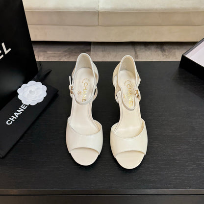 CC 25S Sandal Heel 85mm White Calfskin