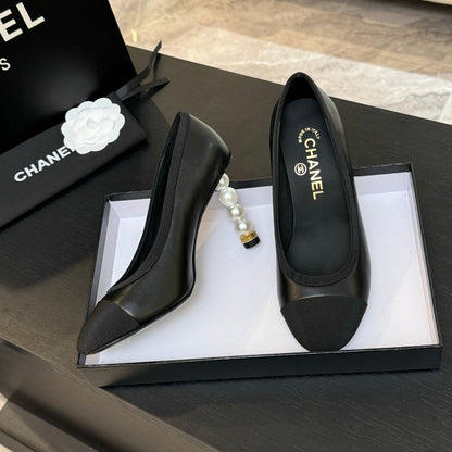 CC 25S Pump 85mm Black Calfskin Grosgrain
