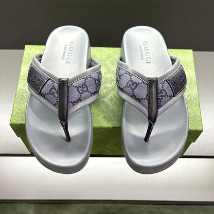 GG Men's Thong Sandals Purple Grey Polyester Leather 547243