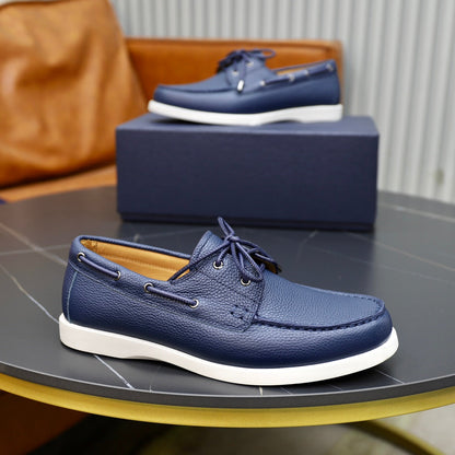 CD GRANVILLE BOAT SHOE AZURE GRAINED CALFSKIN