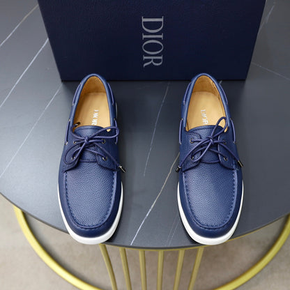 CD GRANVILLE BOAT SHOE AZURE GRAINED CALFSKIN