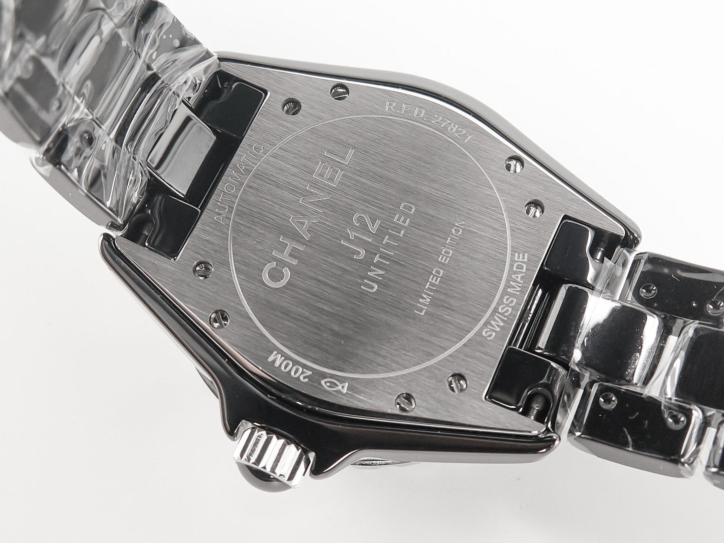 J12 38mm Automatic Limited Untitled H5582 Black Ceramic Black Steel Dial