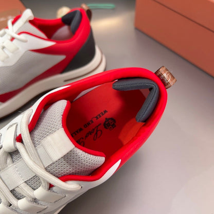 LP BRUNELLO SNEAKERS LIGHT GRAY AND RED MESH BREATHABLE