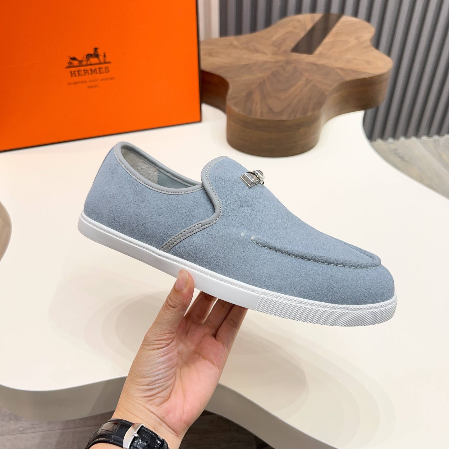 HM Men's Jour Loafer Pastel Blue Suede 687432